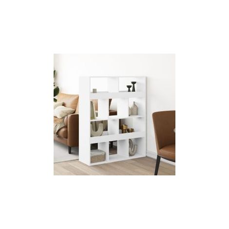 Cloison de séparation blanc 100x33x125,5 bois d'ingénierie (1/5)