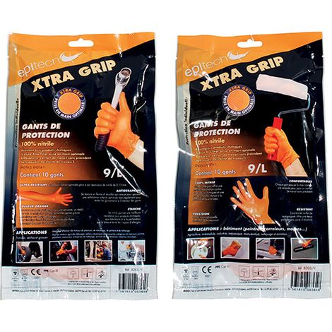 Sachet de 10 gants de protection 100% nitrile  9 (1/2)