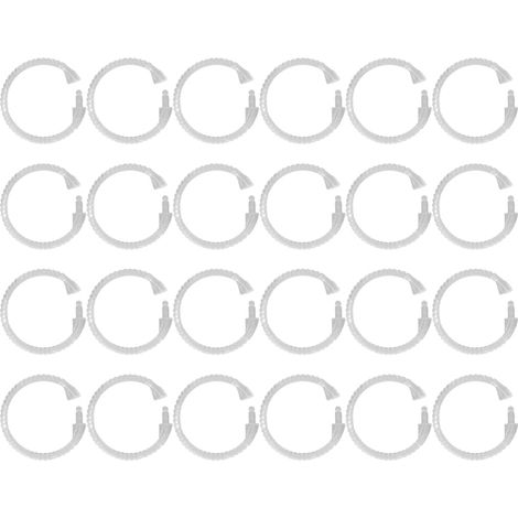 Lot de 24 anneaux de rideau de douche transparents en ABS en forme de O, pour tringle de douche de salle de bain. (1/5)