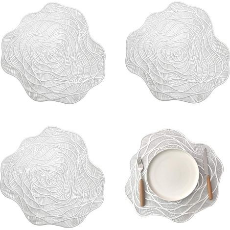 4er-Set Platzsets, waschbar, rutschfest, hitzebeständig, PVC, silberfarben (1/4)