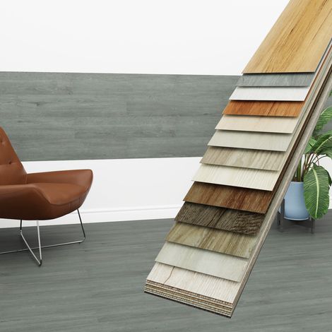 HEXIM Vinyldielen 0,97m² selbstklebend PVC Wandverkleidung Bodenbelag Holzoptik 91x15cm Paneele (0.97 Quadratmeter / 7 Dielen, 1815-3 Urban Grey) (1/4)