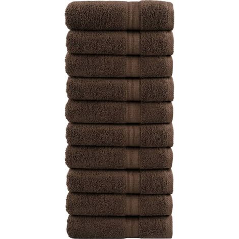 Serviettes de douche haut de gamme SOLUND, lot de 10. Marron, 70 x 140 cm, 600 g/m².