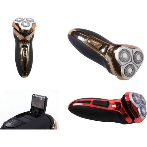 Rasoir électrique Rechargeable Pour Homme, Tondeuse Visage, Barbe, Moustache Et Cheveux, 3 Têtes