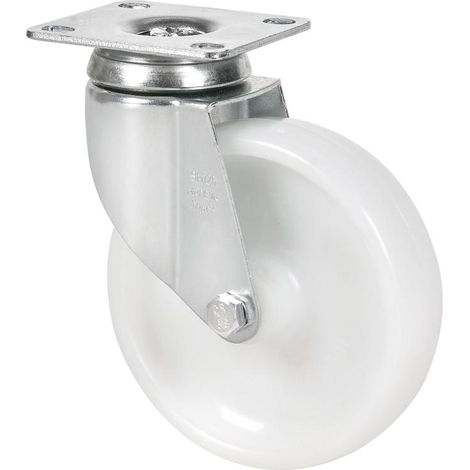 RUEDAS ALEX rueda giratora placa 10bha125-ut poliamix blanco eje liso (1/2)