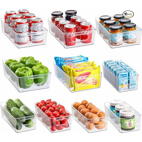Rangement Frigo Transparent, Lot De 10 Organisateur Frigo, Boite Organisation, Pour Bac De Réfrigérateurs Plastique Organiser, Cuisines, Placards - Sans BPA (1/5)