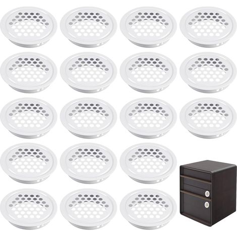 20 Pièces Grille Aeration Ronde Blanc,35mm Ventilation Aération Ronde,Grille D'Aération Trou,Grille Aération Trou en Acier Inoxydable,pour Armoires,Bibliothèques,Penderies,Armoires à Chaussures (1/5)