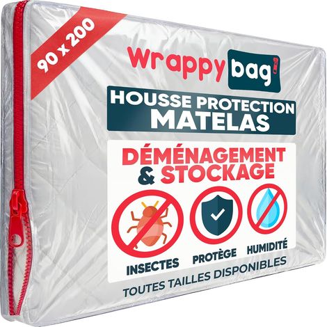 Housse Plastique Matelas Zippee - Protection Demenagement 90x200 (1/5)