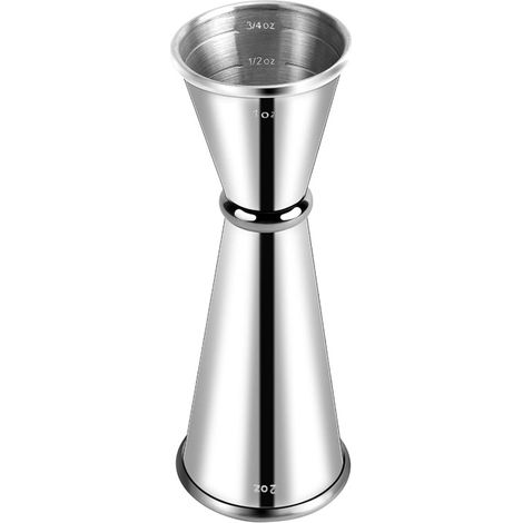 Doppelseitiger Messbecher aus Edelstahl mit innen- und außenliegender Unzen-Einteilung – versilbert, 1/2 oz (1/5)