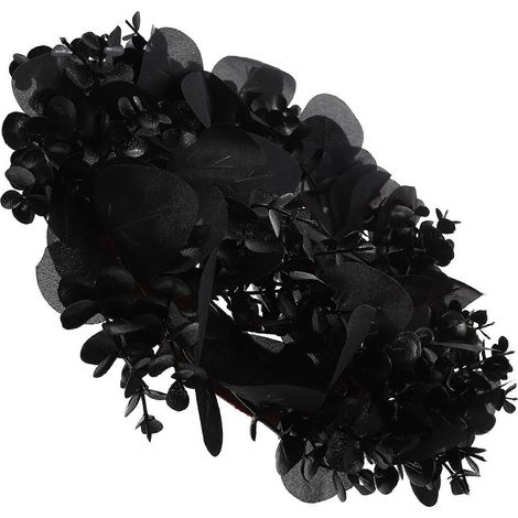 Couronne d'Halloween à suspendre à la porte d'entrée (2 pièces) avec feuilles d'eucalyptus