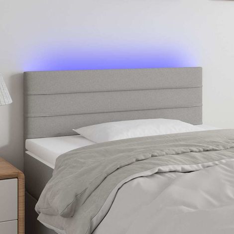 vidaXL Cabecero con LED de tela gris claro 90x5x78/88 cm (1/5)