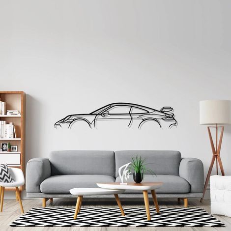 Décoration murale métal design Porsche 911, accessoires voiture homme, déco chambre Porsche, pièce auto tuning 400x99mm (1/2)