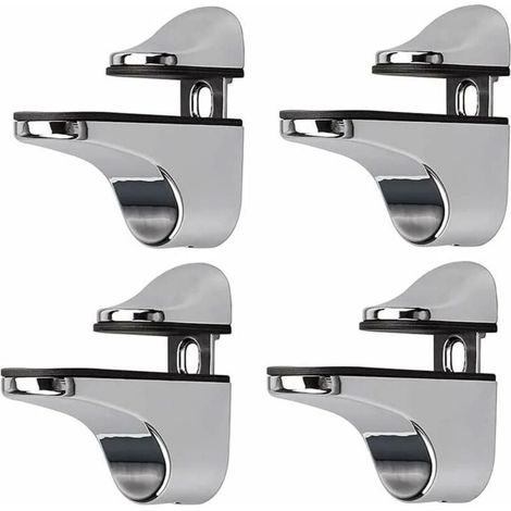 Support Étagère Verre - Alliage Zinc Réglable 10-25 mm - Pour Étagère Murale Verre ou Bois - Salle De Bain Jardin Intérieur - 4 Pièces (1/5)