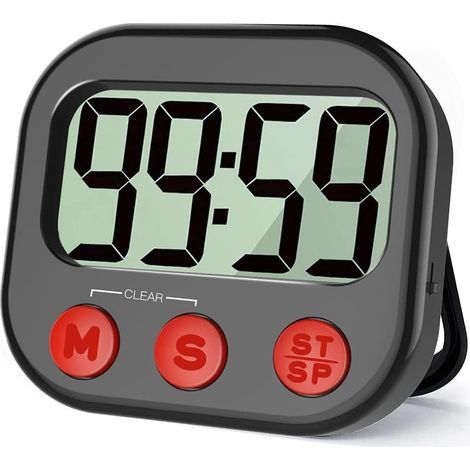 Minuteur de cuisine, minuteur visuel numérique, horloge magnétique, chronomètre, compte à rebours, grand écran LCD à grands chiffres (1/5)