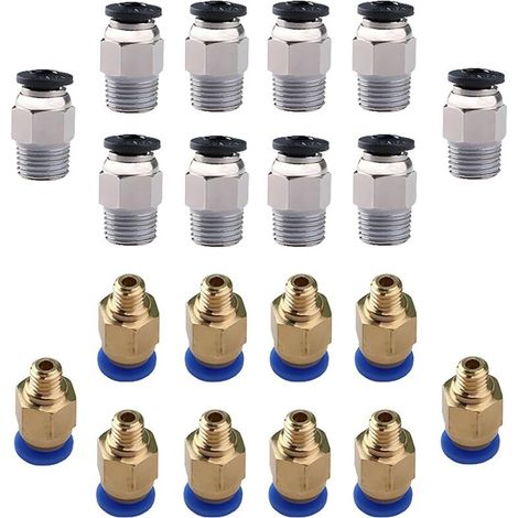 Raccord rapide droit à air, le kit raccord rapide droit 20 pièces comprend un connecteur rapide pneumatique PC4-M6, un raccord à pousser pneumatique PC4-M10, pour extrudeuse d'imprimante 3D (1/5)