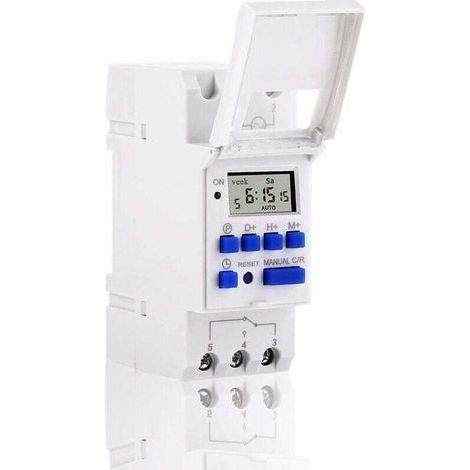 Timer digitale programmabile con display LCD, interruttore orario settimanale programmabile, relè temporizzato 16-on e 16-off (12V) (1/4)