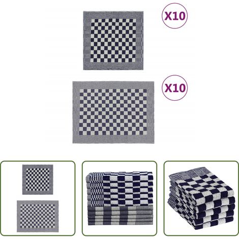 Serviette de bain - Ensemble de serviettes 20 pcs bleu et blanc coton (1/5)