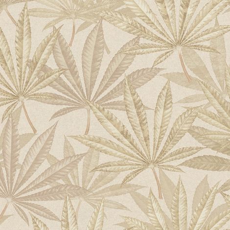 Papier peint nature Profhome 399843 papier peint intissé gaufré à chaud légèrement texturé avec des ornements floraux mat ivoire gris-beige blanc crème 5,33 m2