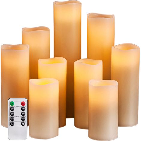 Bougie LED sans flamme ampoule scintillante pile té lumière flickering flammes réalistes fausse bougie pour anniversaire/mariage/noël 9 pièces paraffine blanc