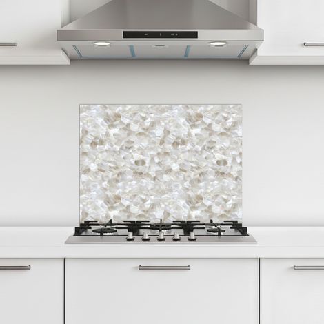 CRÉDENCE CUISINE Blanc - Traits de pinceau - Effet de relief 60x45 cm (1/5)