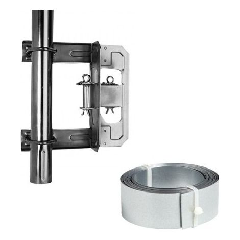 Cerclage cheminée galvanisé 2 tendeurs – Feuillard galvanisé 25m – Fixation pour mâts jusqu'à 3m de long et 50mm de diamètre – Hdsat (1/4)