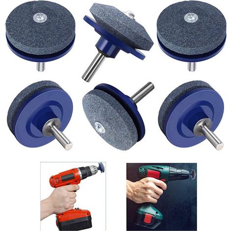 Affûteur de lame de tondeuse à gazon, résistant à l'usure, haute dureté, universel pour perceuse électrique et perceuse à main, bleu (1/4)