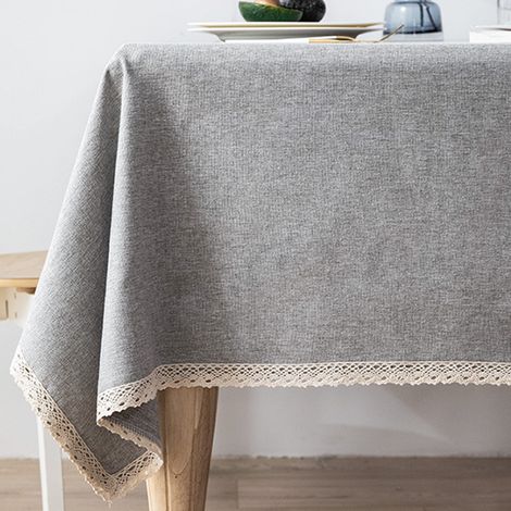 Nappe rectangulaire, nappe en coton et lin, nappe imperméable, ensemble de table de ferme infroissable (1/5)