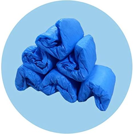 50 Paires de Couvre-Chaussures jetables CPE, Anti-poussière et résistant à l'usure, pour Le Nettoyage des Tapis de Sol, imperméables, antidérapants et Anti-poussière (Bleu) (1/5)