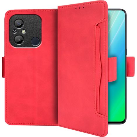 Custodia a libro per Xiaomi Redmi 12C, con slot per carte, rossa (1/5)