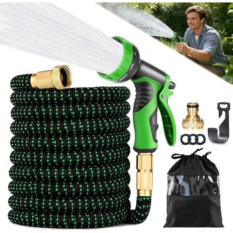 Tuyau d'arrosage, 15 m flexible avec buse de pulvérisation, Tuyau Jardin Retractable, Tuyau magique expansible flexible, pour Jardin, Arrosage, Nettoyage (1/5)