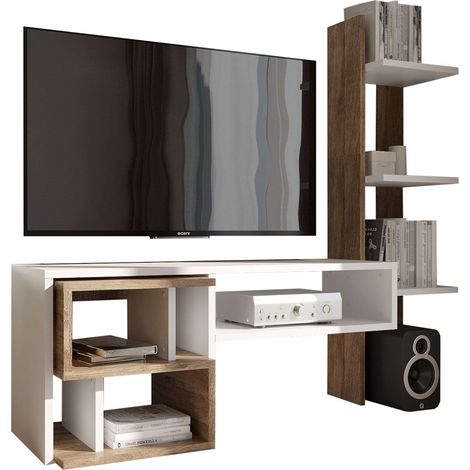 Meuble de salon moderne Mom Color Chêne Ansberg et Blanc Semi-Mat 187 cm (1/5)