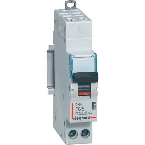 DNX³ Disjoncteur 1P+N courbe D 25A 4,5kA/6kA Auto - LEG406811