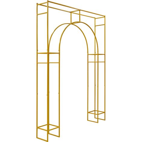 Arche de Mariage Support de Fond, Construction Métallique Durable, Design Élégant, Or (1/2)