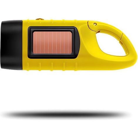 Lampe torche à dynamo - lampe torche LED rechargeable - kit lampe torche d'urgence - lampe torche solaire manuelle - jaune - ABS jaune (1/5)