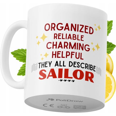 Taza de café/té divertida con diseño de texto humorístico para marineros. Taza ideal para cumpleaños, santos, días festivos y ocasiones especiales. Color blanco, 330 ml. (1/5)