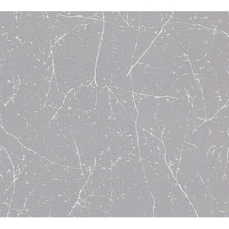Papier peint intissé floral gris Tapisserie nature à branches Papier peint tendance style naturaliste idéal pour salon (1/4)