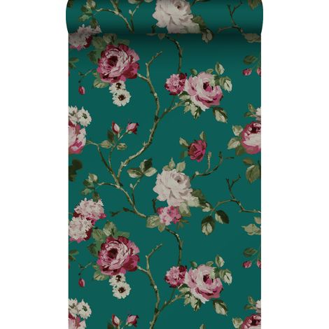 papier peint fleurs vert émeraude  - Origin Wallcoverings (1/5)