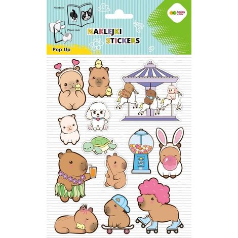 Adesivi 3D Pop Up Capibara 146x240 colori allegri