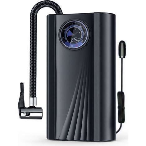 Inflador de neumático portátil 12 V para coche, negro, caja de regalo (1/5)
