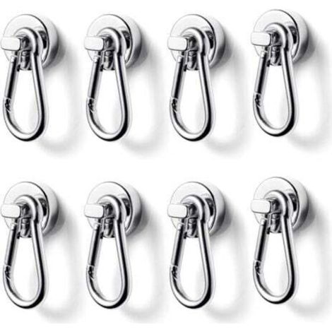 Hochleistungs-Magnethaken mit Karabinerhaken, maximale Tragfähigkeit 12 kg, geeignet für Büros und Fabriken (8er-Packung).