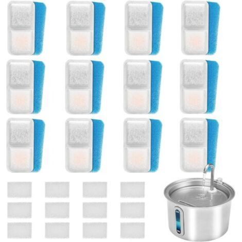 Filtri per fontanelle per gatti, filtri di ricambio per fontanelle per gatti in acciaio inox da 2 litri, filtrazione a 3 strati, filtro a spugna ionica con carbone attivo e alghe.