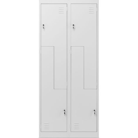 Armoire vestiaire pour vêtements à quatre compartiments JULIA, 800 x 1850 x 450 mm, grise (1/3)