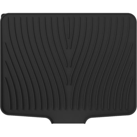Silikon-Spülmatte，Silikon-Abtropfmatte für die Küchenarbeitsplatte，rutschfeste Abtropfmatte mit integriertem Abfluss，40 x 33 cm，schwarz (1/5)