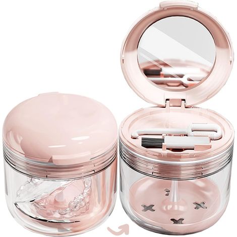Denture Container Box, Denture Bath Bag with Basket, Denture Cleaning Cup, Holder and Adjuster (1/5)