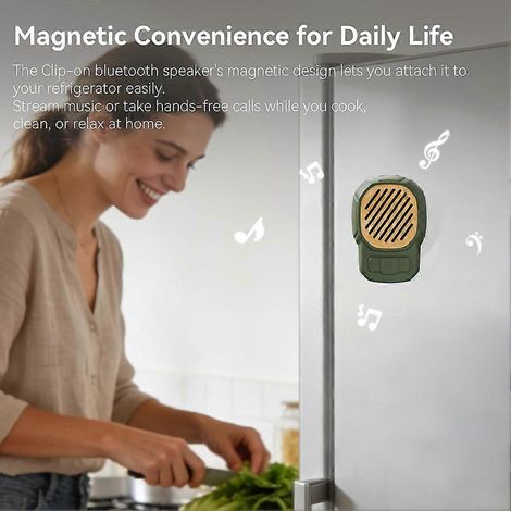Enceinte Bluetooth portable avec clip magnétique, mini enceinte portable, indice d'étanchéité IPX6, microphone intégré. (1/4)