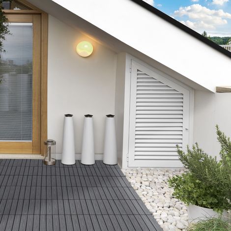 Outsunny Caillebotis Dalles Terrasse Lot de 11 30x30cm - Emboîtables, Installation Simple, Surface 1m²