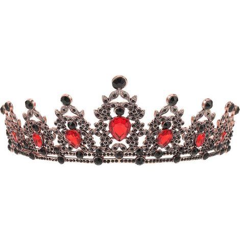 Große Vintage-Krone, luxuriös, klassisch, Tiara, Haarschmuck für Damen (rot) - Rot (1/4)