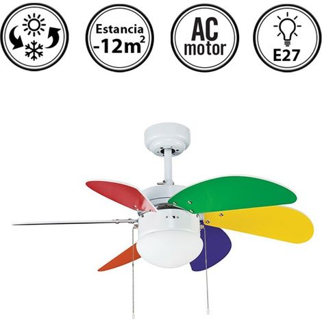 Ventilador de techo con luz silencioso AC con mando Tabit multicolor 84 cm invierno-verano (1/5)
