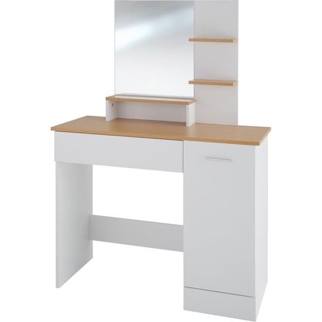 Toeletta con cassetto a specchio tavolo da trucco moderno ed elegante 137,5 cm bianco 080000240