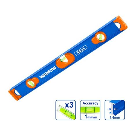 Livella a bolla WADFOW 40 cm, alluminio, 1,6 mm, precisione 1,0 mm/m, 3 bolle (1/2)