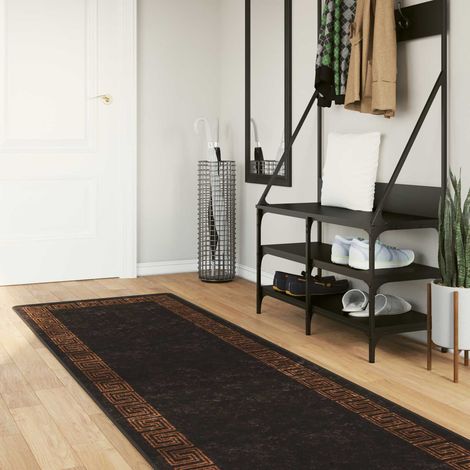 vidaXL Rug Runner MARSA Black 80 x 250 cm Polyester and PVC